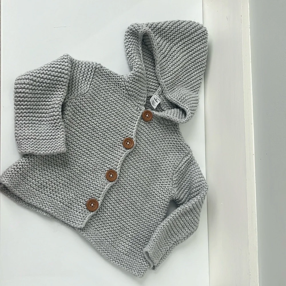 12mo Gray Knit Sweater 100% Cotton Boy or Girl Unisex Nordstrom